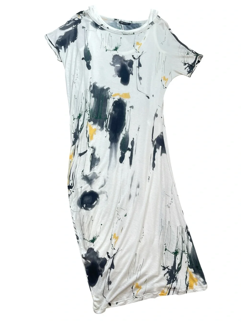 Uma Raquel Davidowicz Drapey Asymmetrical Abstract Paint Splatter Printed Dress - Picture 16 of 16